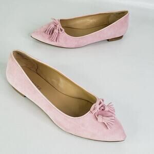 Talbots Flats Ballet Poppy Bow Suede Pink Slip On Women’s Size 8